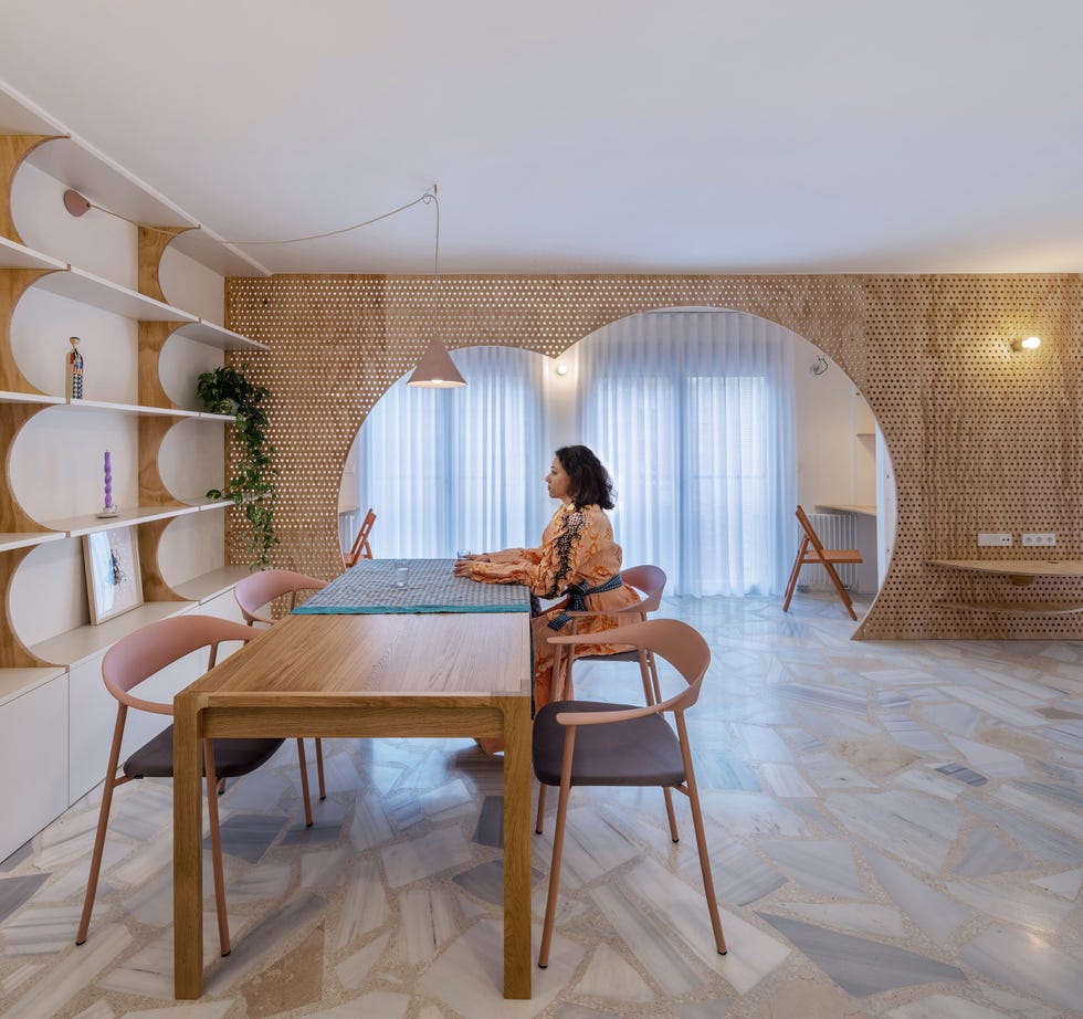 comedor con celosía de madera