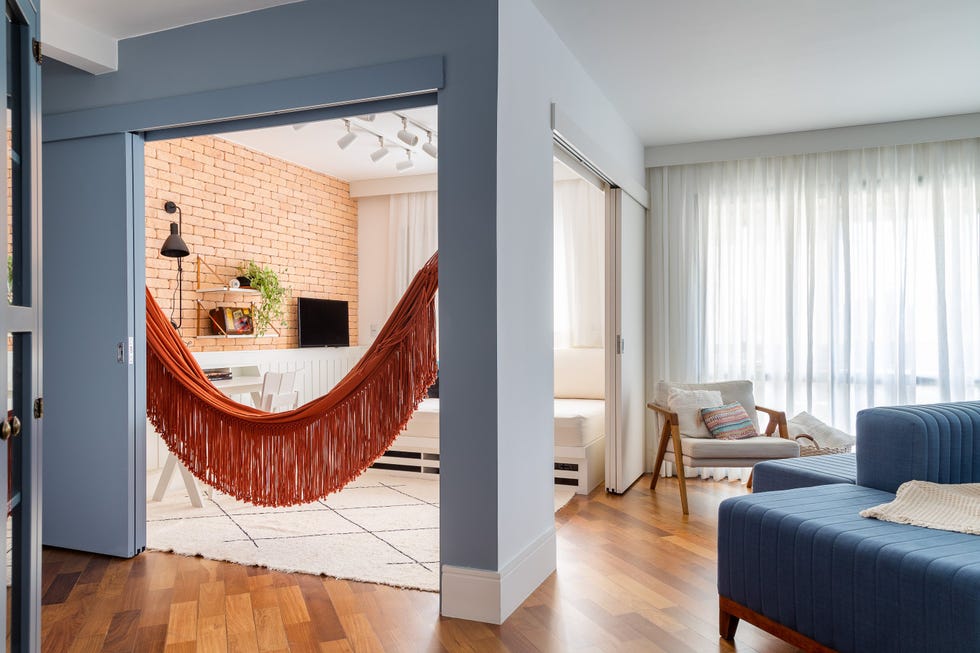 habitación abierta con hamaca