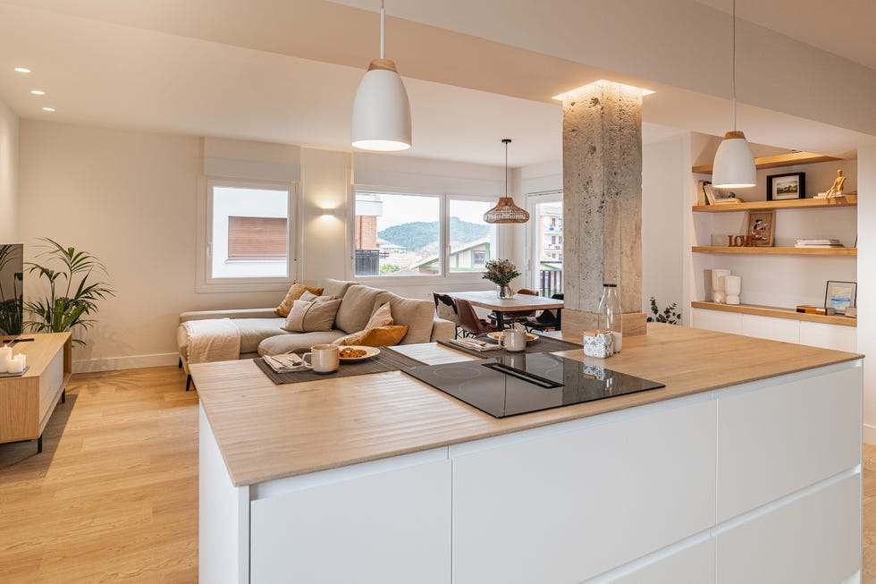 cocina con isla abierta al salón