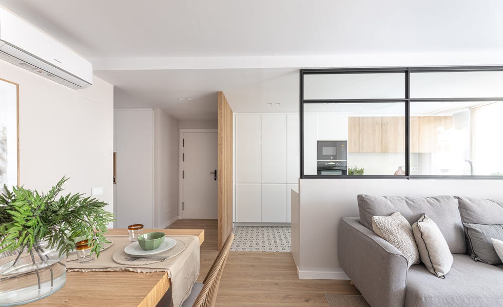 salón, comedor y cocina de diseño moderno en un mismo ambiente