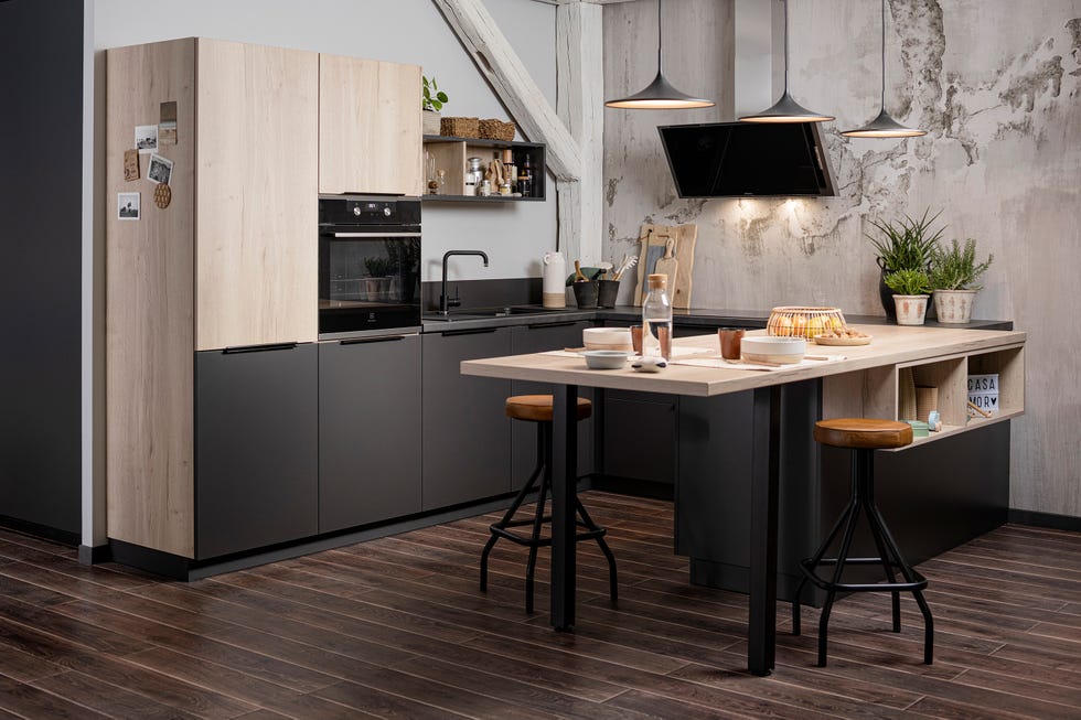 cocina abierta de diseño industrial