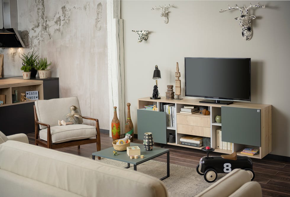 salón moderno con inspiración étnica