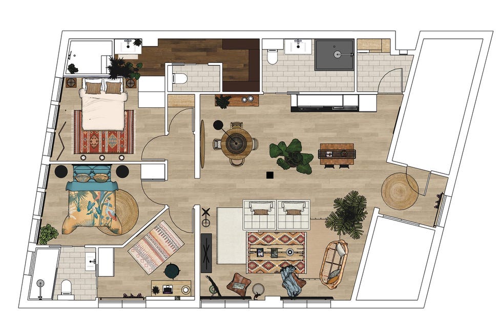 piso industrial y tropical plano de la vivienda