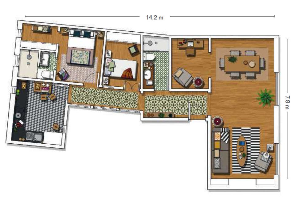 de casa antigua a vivienda moderna plano