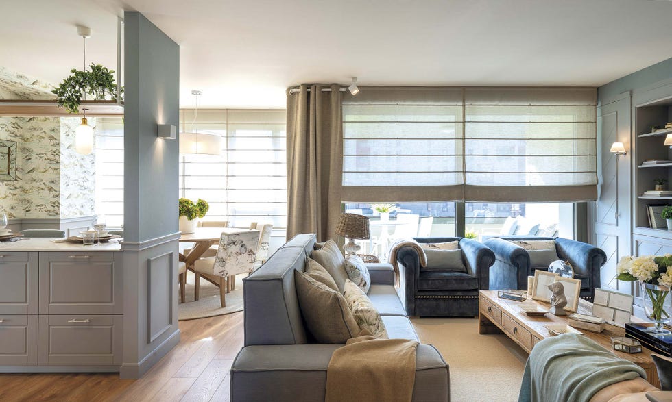 piso nuevo clásico actual salón comedor en tonos gris y azul