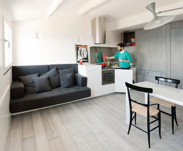 un piso de 35 metros cuadrados aprovechado al máximo con muebles a medida