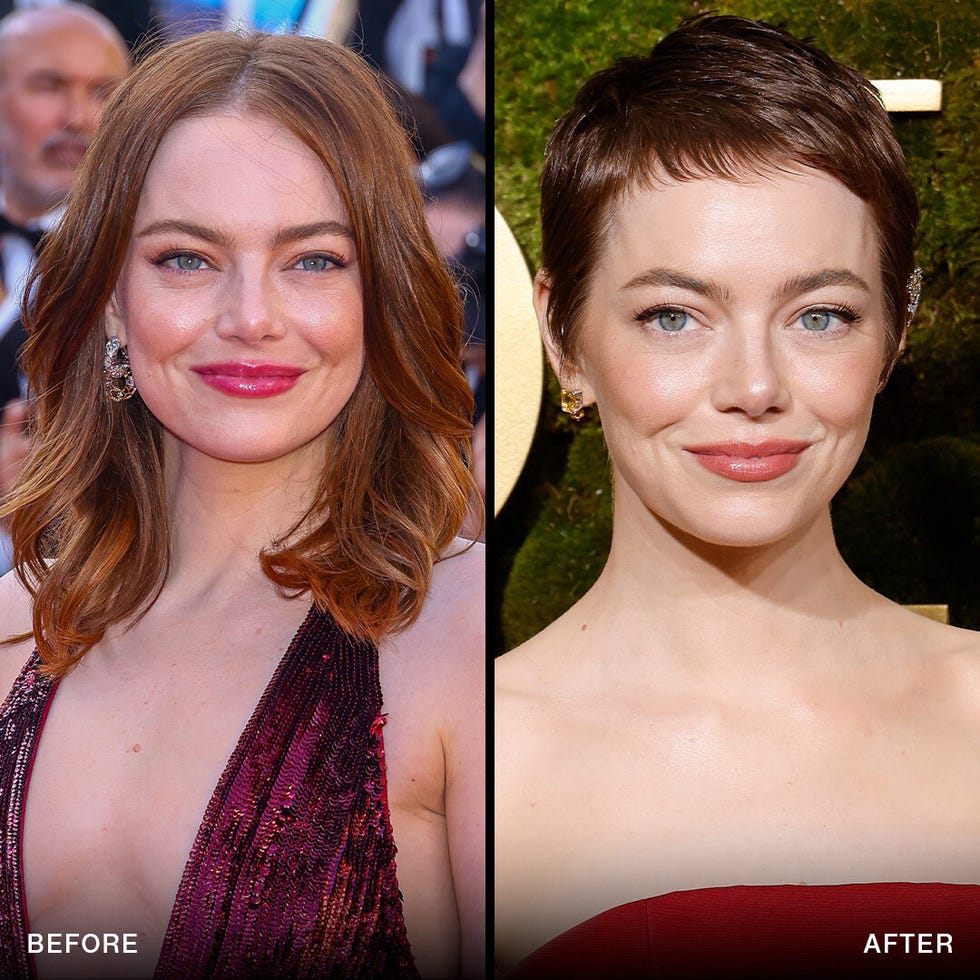 comparison of two hairstyles showcasing a dramatic change in look
