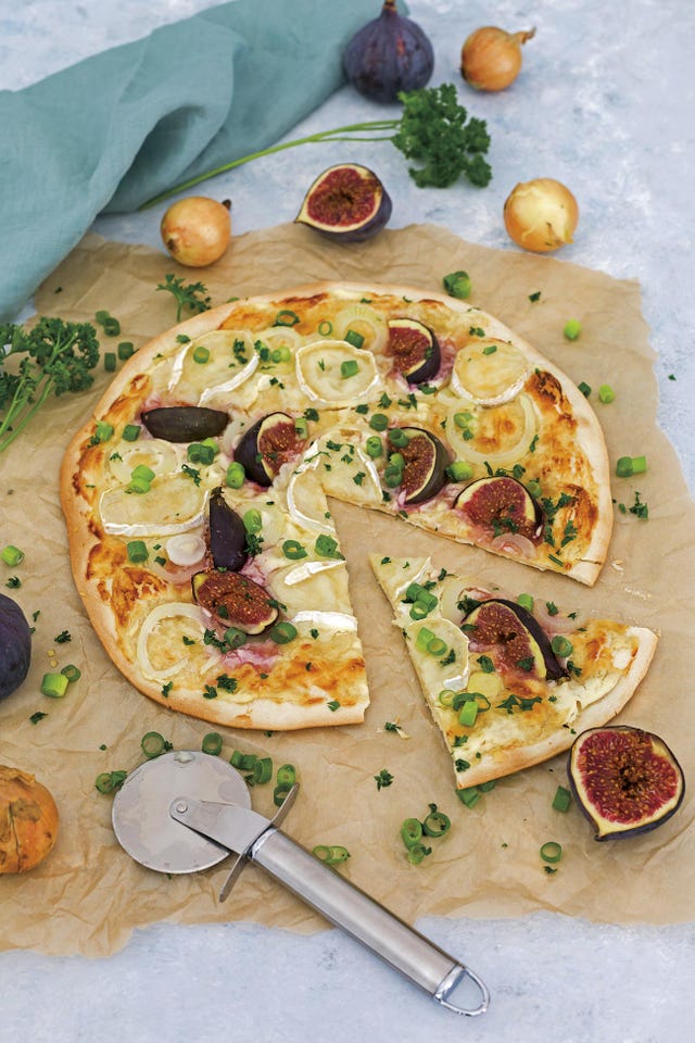 pizza de queso de cabra y brevas
