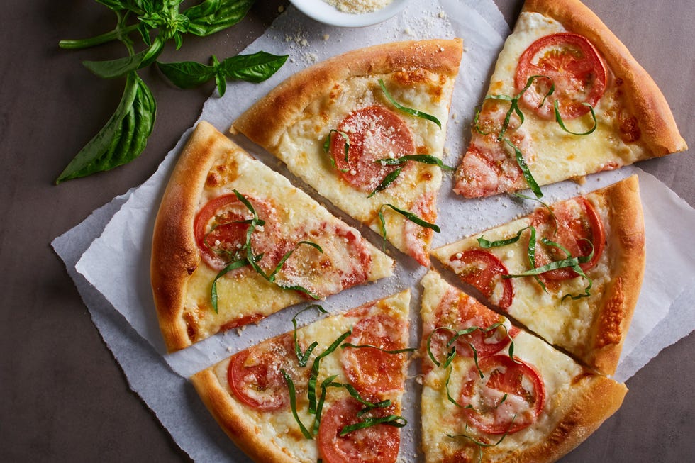 Dish, Food, Cuisine, Pizza, Ingredient, California-style pizza, Flatbread, Tarte flambée, Pizza cheese, Baked goods, 