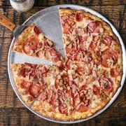 pizza recipes meat pizza overhead