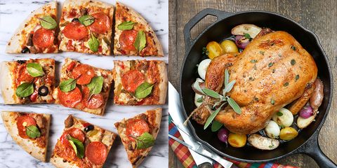 pizza and roast chicken