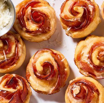 baked dough and pepperonis bites rolled to look like roses