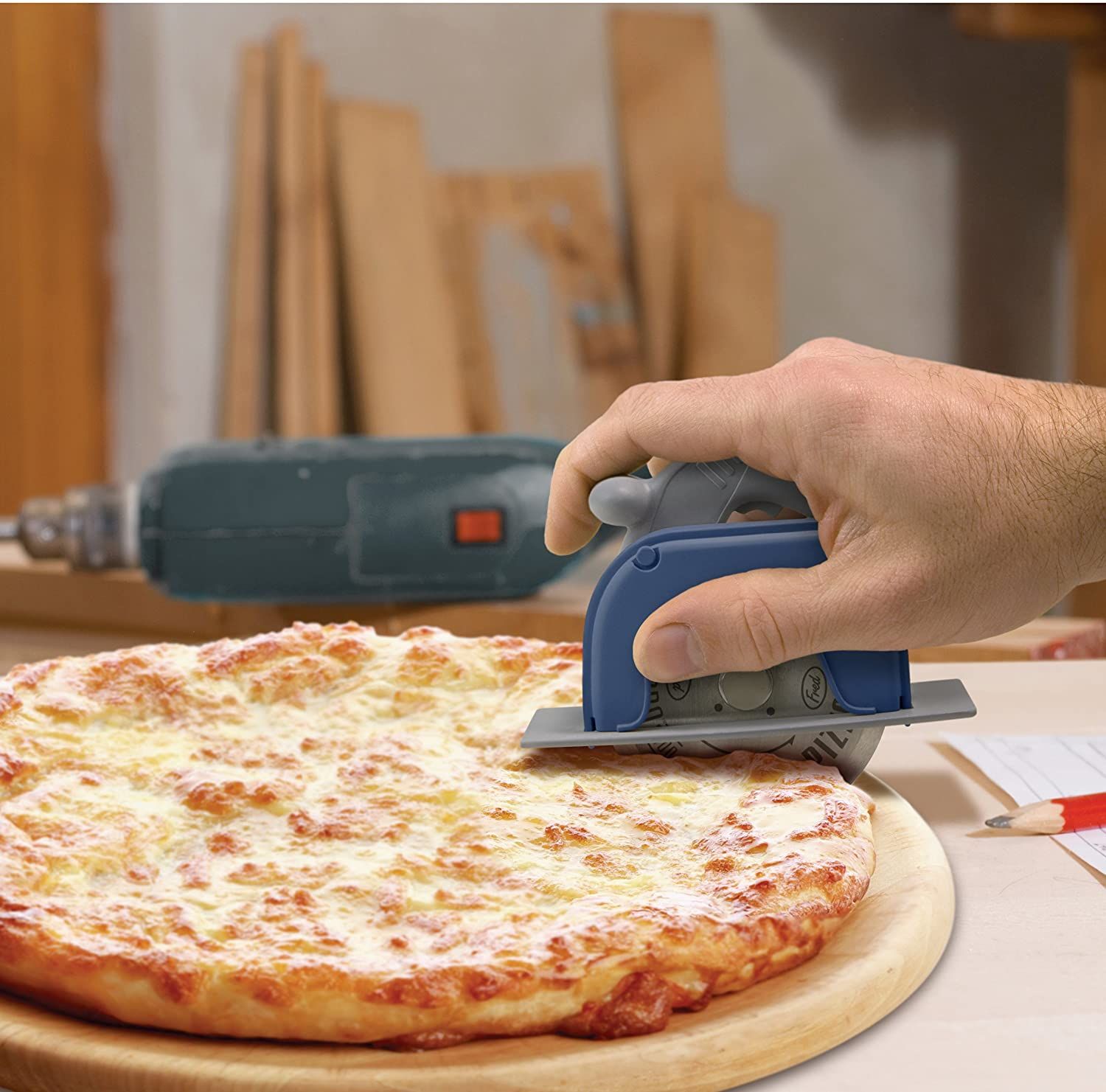 This Pizza Cutter Looks Like A Mini Power Saw