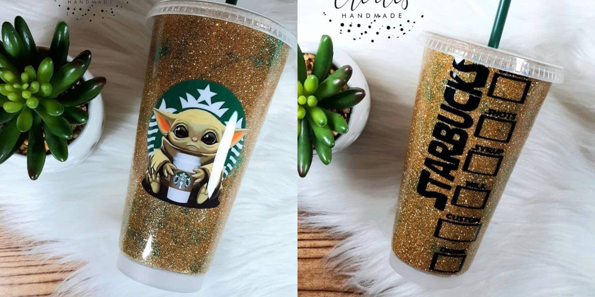 Baby Yoda Glitter Tumbler / Accessories sold separately