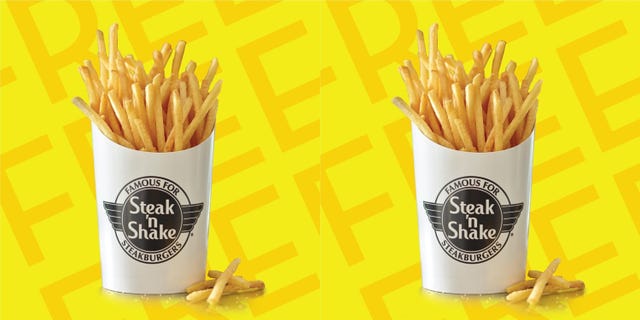 French fries, Fast food, Junk food, Fried food, Side dish, Toothpick, Brand, Mug, Dish, Food, 