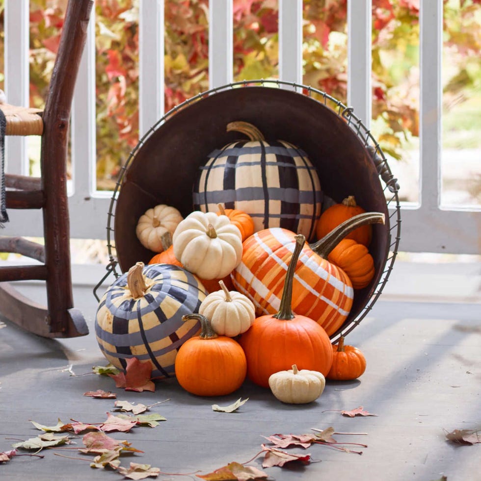 pumpkin painting ideas plaid painted pumpkins