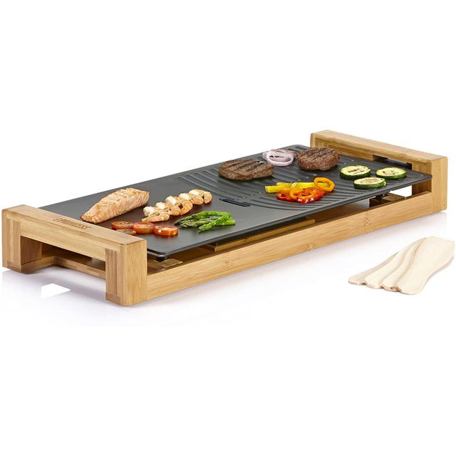 Plancha y parrilla, con estructura de bambú plancha y parrilla, con estructura de bambú