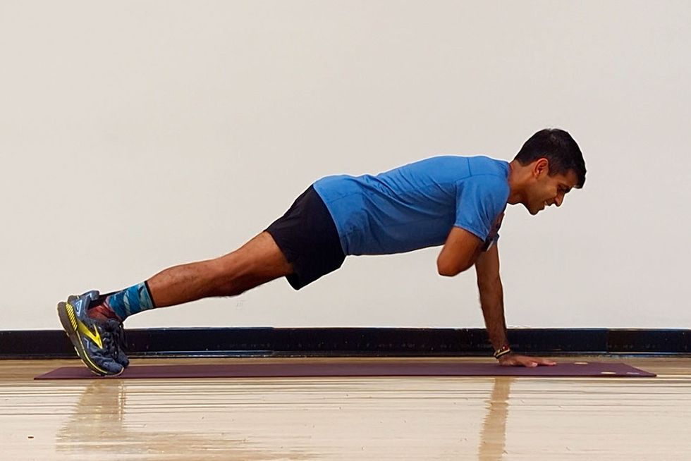 stability exercises for beginners, plank shoulder tap