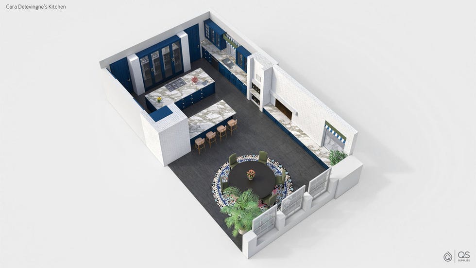 plano de las cocina de cara delevingne en 3d