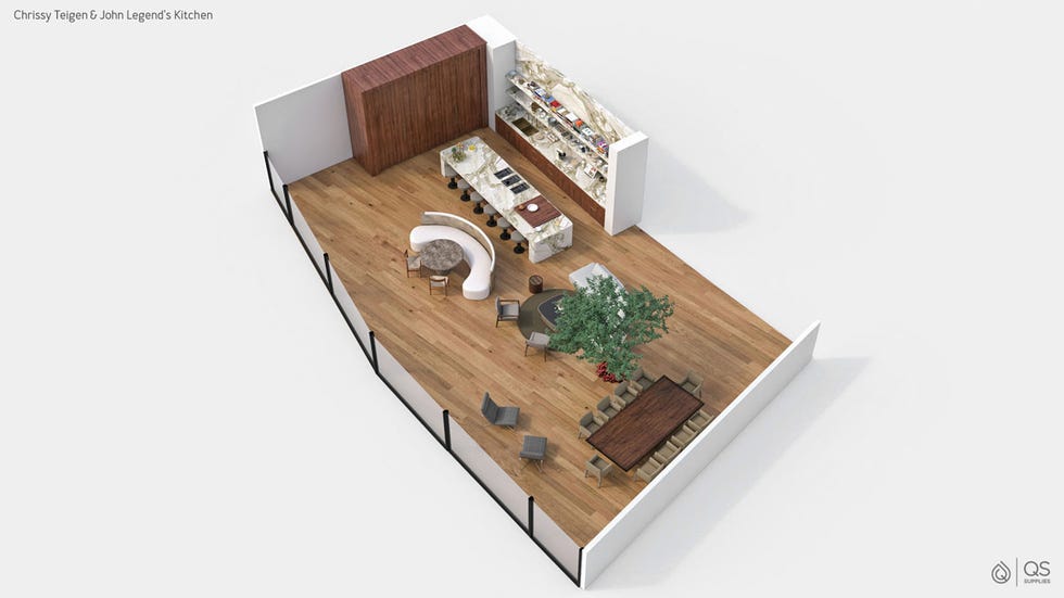 plano de la cocina de chrissy teigen y john legend