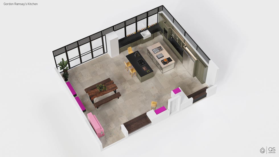 plano de la cocina de gordon ramsay en 3d
