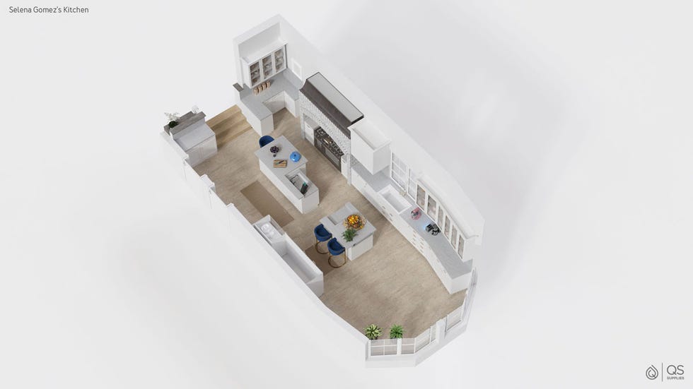 plano de la cocinas de selena gomez en 3d