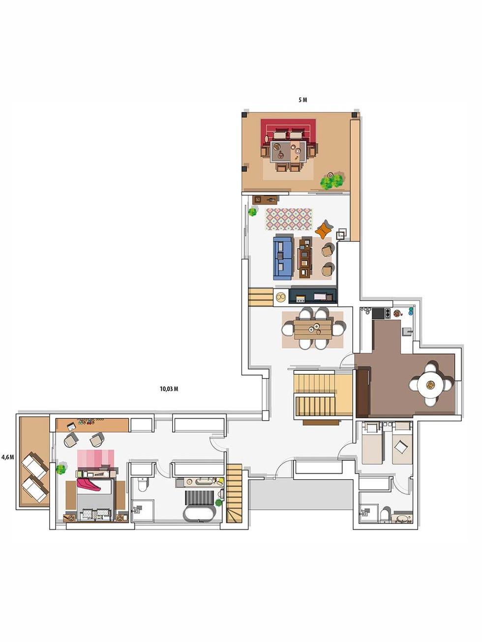 Plano de la casa: Chalé con jardín en Madrid