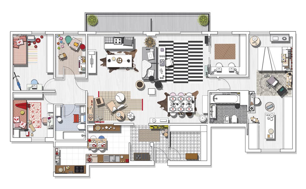 Plano de la vivienda: dos pisos unidos
