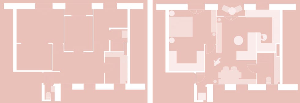 un apartamento vintage y cool en barcelona placo distribución apartamento barcelona, antes y después