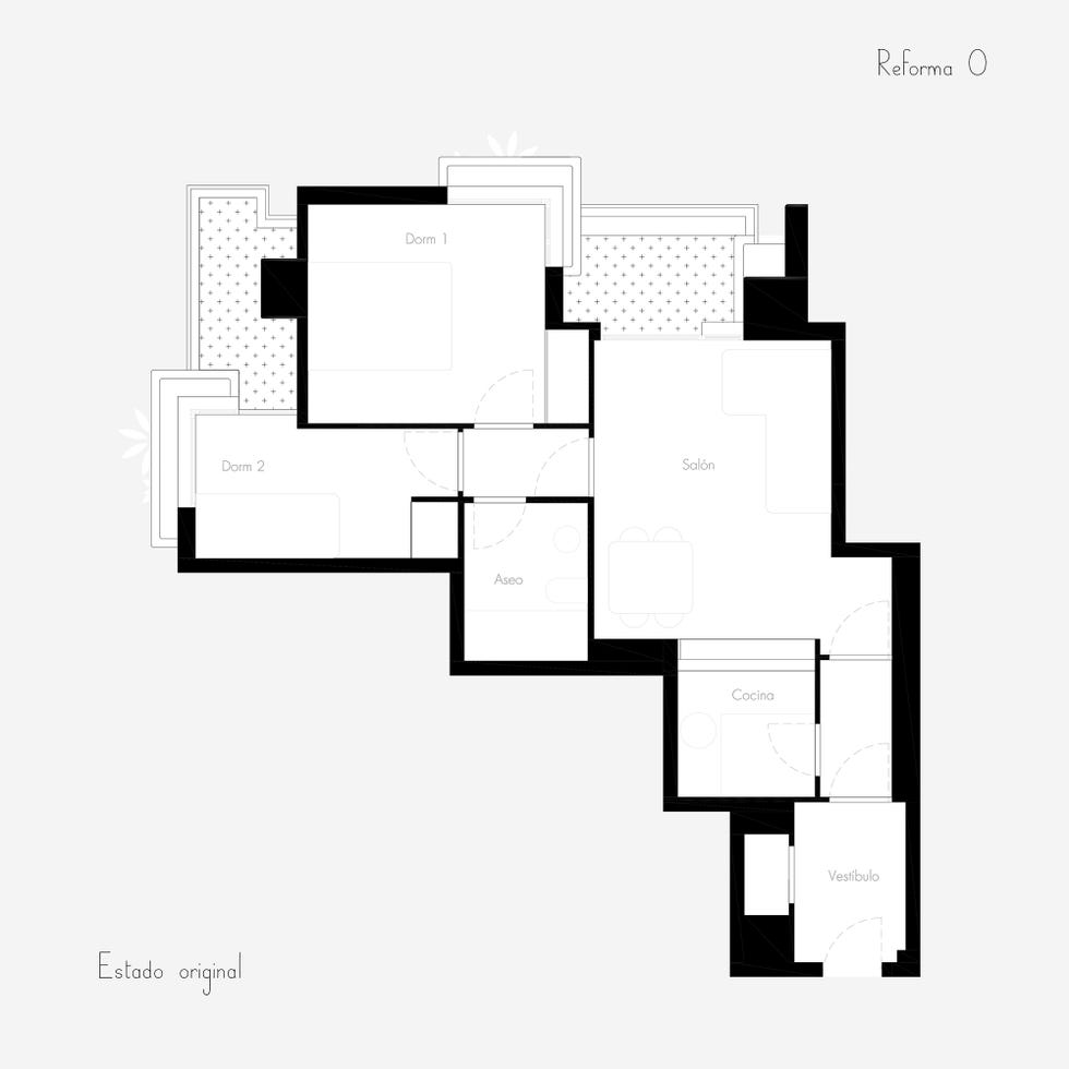 Plano del apartamento antes de la reforma