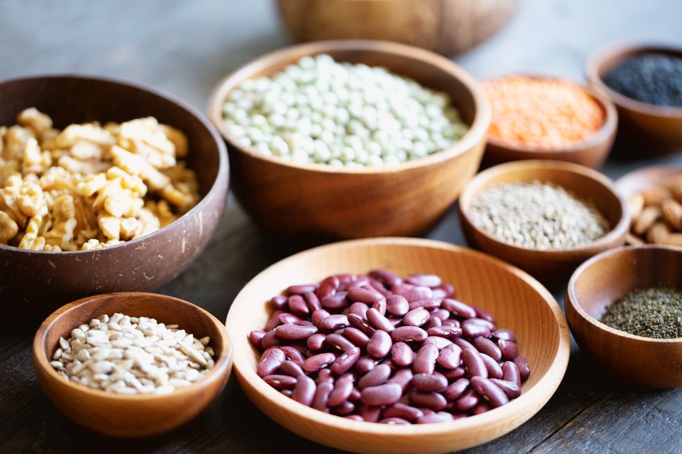 vegan food plant based proteins like nuts, seeds and legumes