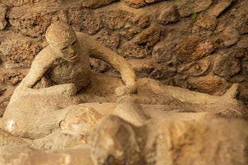 plaster casts of victims, pompeii, naples, campania, italy