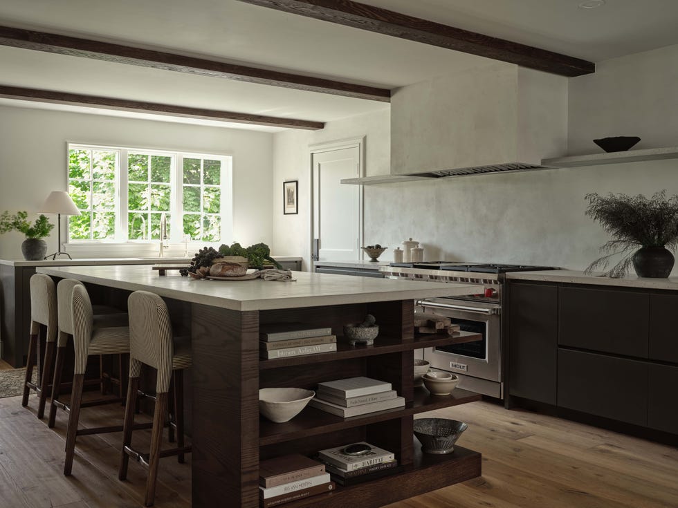 kitchen with plaster walls