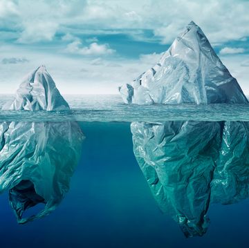 plastic bag environment pollution with iceberg of trash