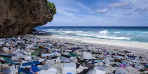 plastic waste on beach