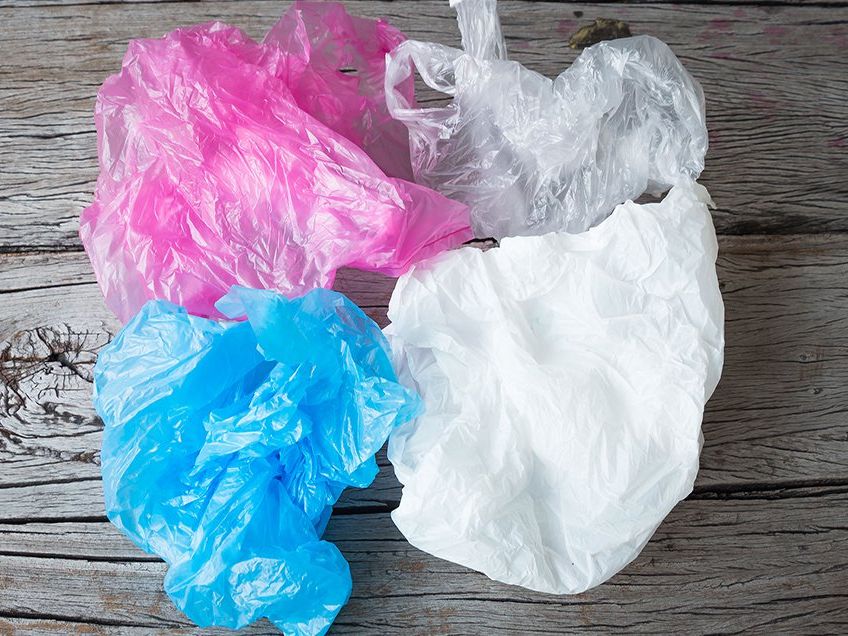 Pink Roll Garbage Bag Isolated White Background Stock Photo by