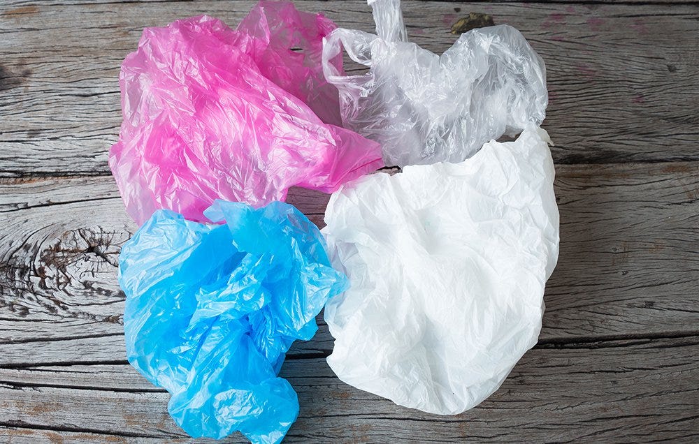 Pink Roll Garbage Bag Isolated White Background Stock Photo by