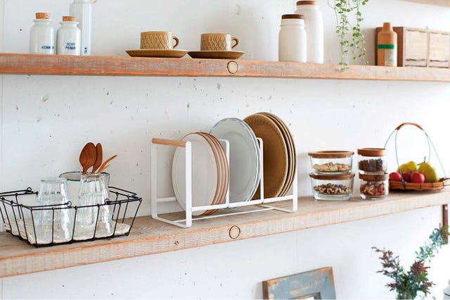 Shelf, Shelving, Furniture, Room, Kitchen, Table, Interior design, House, Countertop, Metal, 