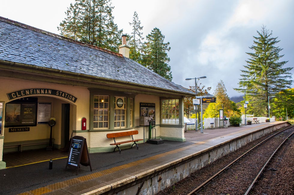 platform at glenfinnan railway station in scotland, uk