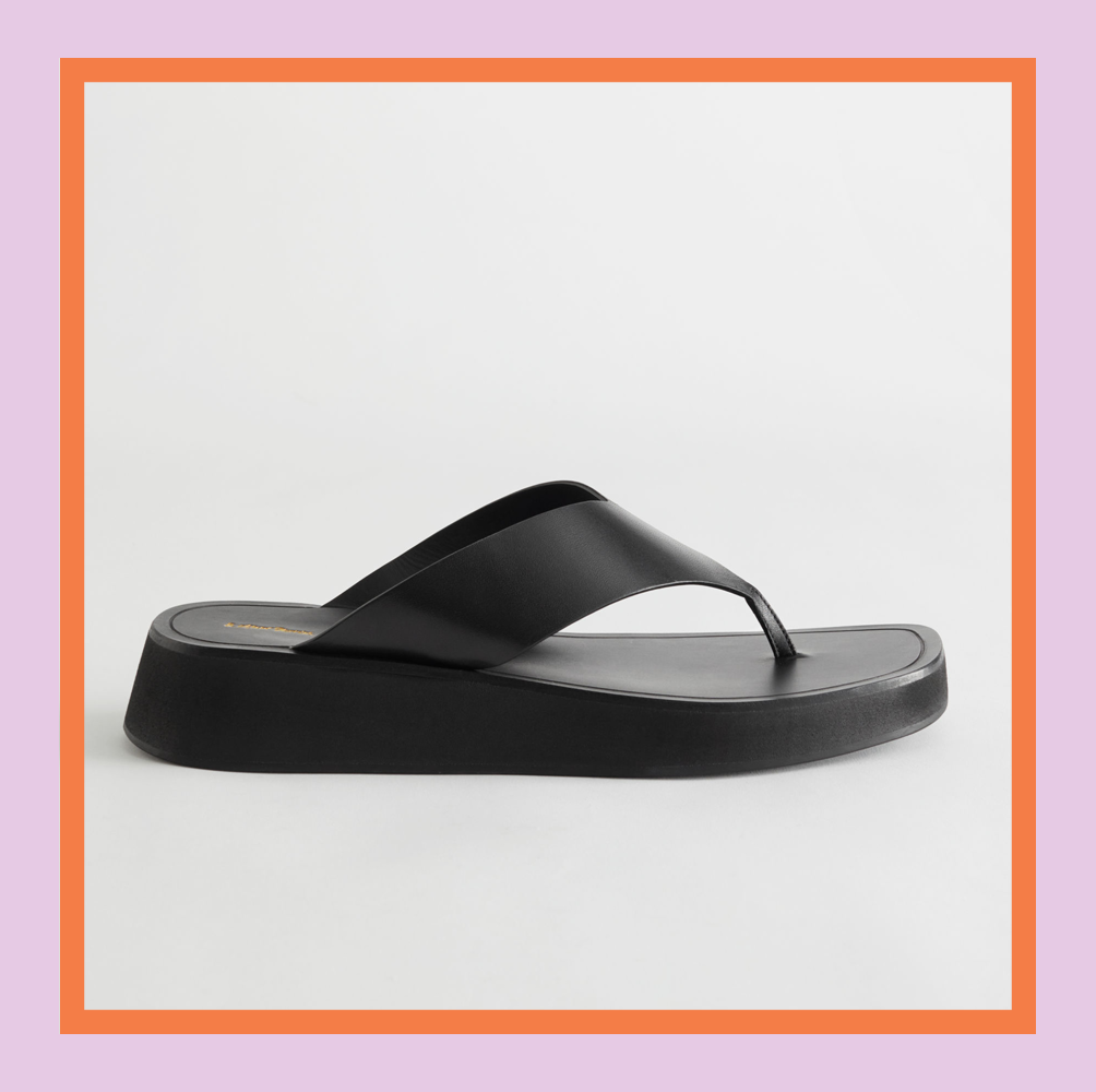 Flip Flop Wedge Sandals, Vegan Leather Platform Heel Sandals