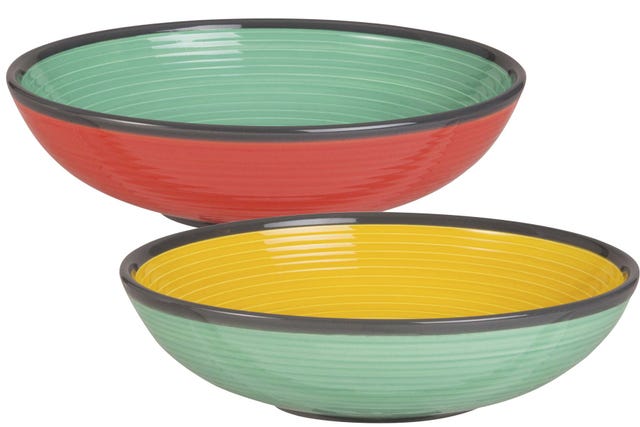 Plato hondo de loza bicolor