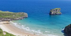 panoramic view of the municipality of llanes in the coast of asturias, spain