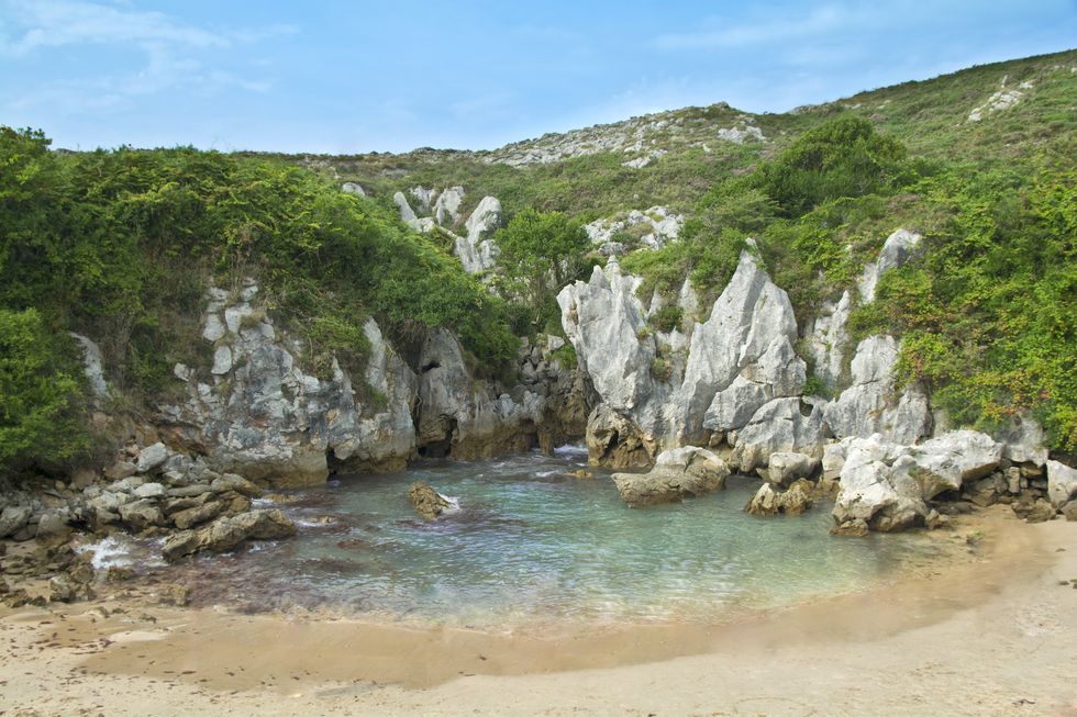 la playa de gulpiyuri está entre las mejores playas de asturias
