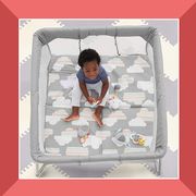toddler and baby in playpens