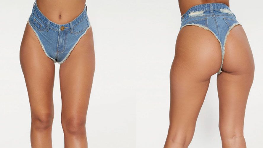 Pretty Little Thing has designed a denim thong to wear at festivals