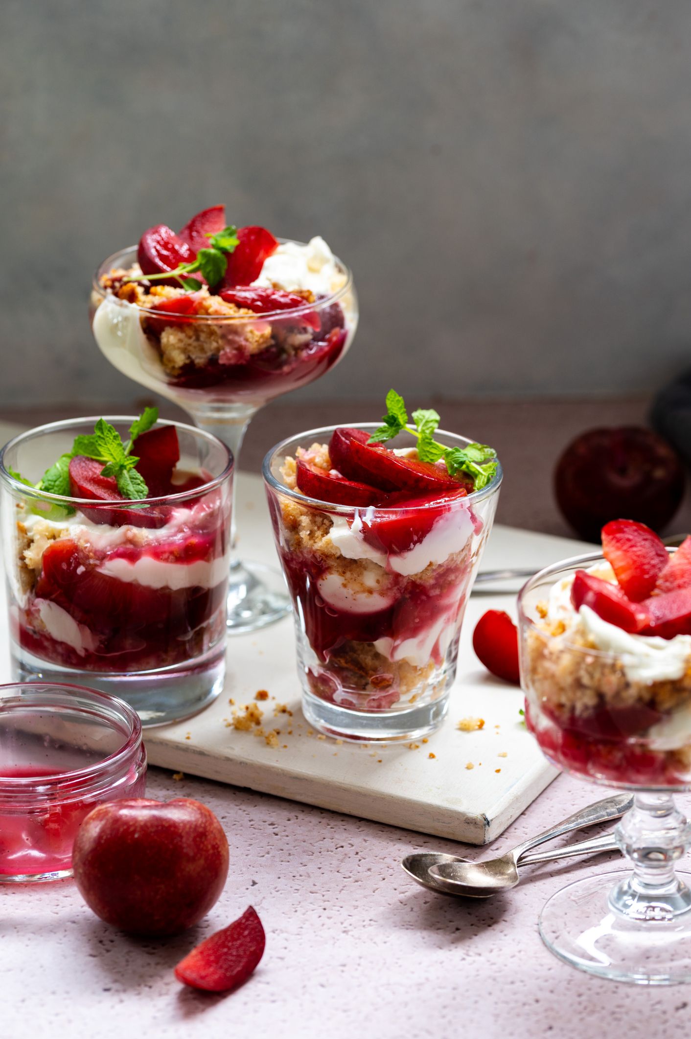 Plum & white chocolate fool