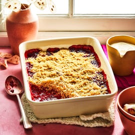 best crumble recipes plum, vanilla and white chocolate crumble