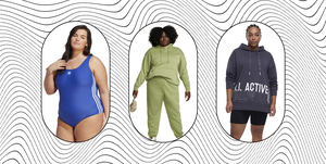 plus size activewear and swimwear in blue, green and navy