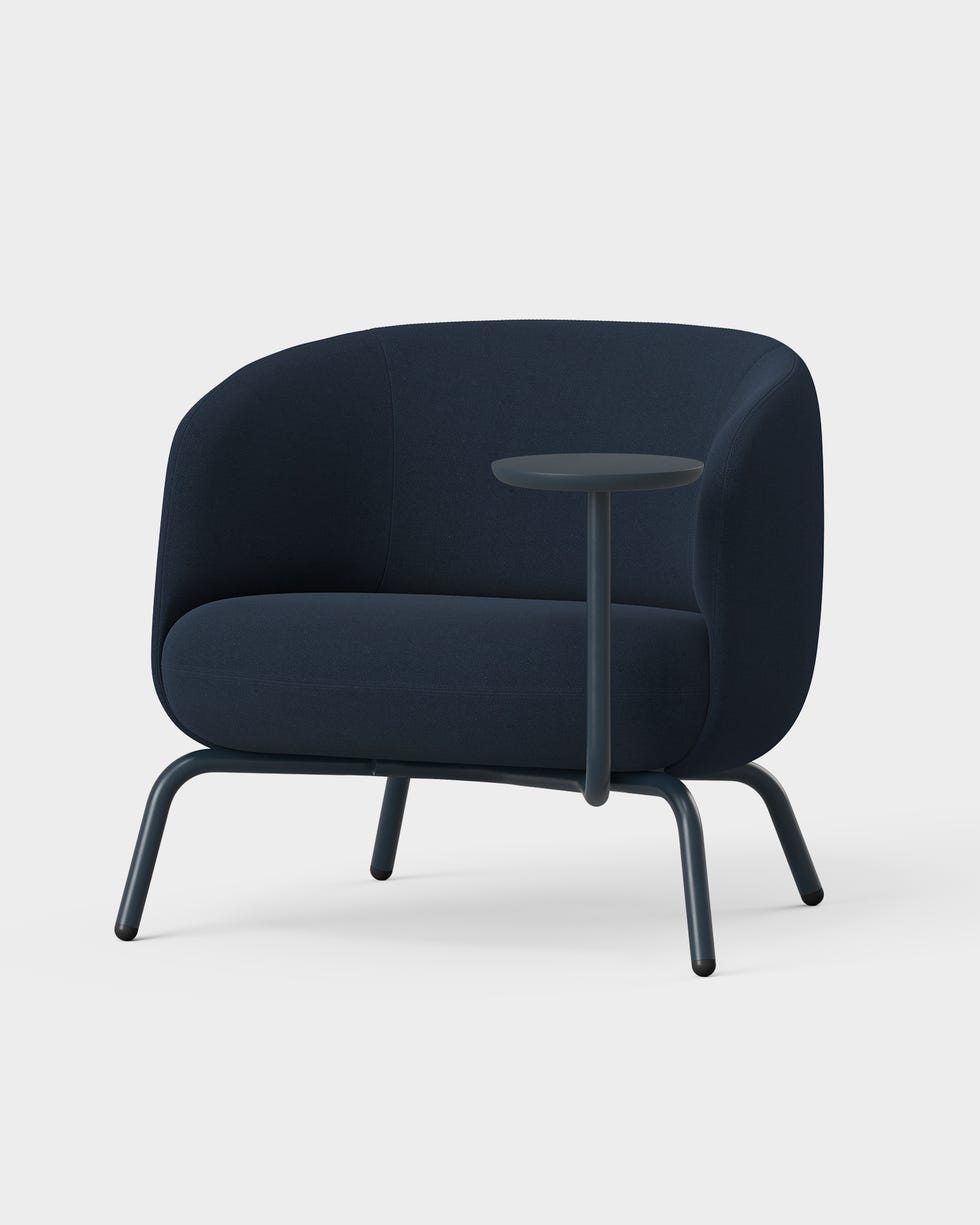 a blue office armchair