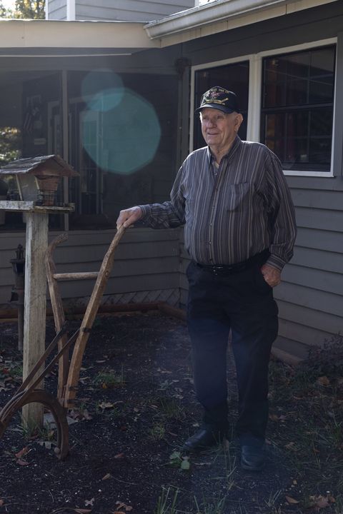 gene johnson poses for a portrait in his front yard at home in murphy, nc, on october 14, 2022